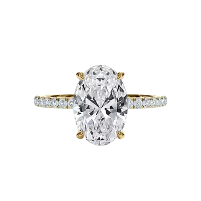 Bellora Pavé Hidden Halo Engagement Ring - Elegant pavé diamond band with hidden halo setting in 14K white gold
