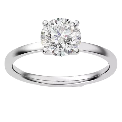 Linda 1.5mm Comfort Fit Solitaire Engagement Ring - Classic diamond ring in 14K white gold with comfort fit band